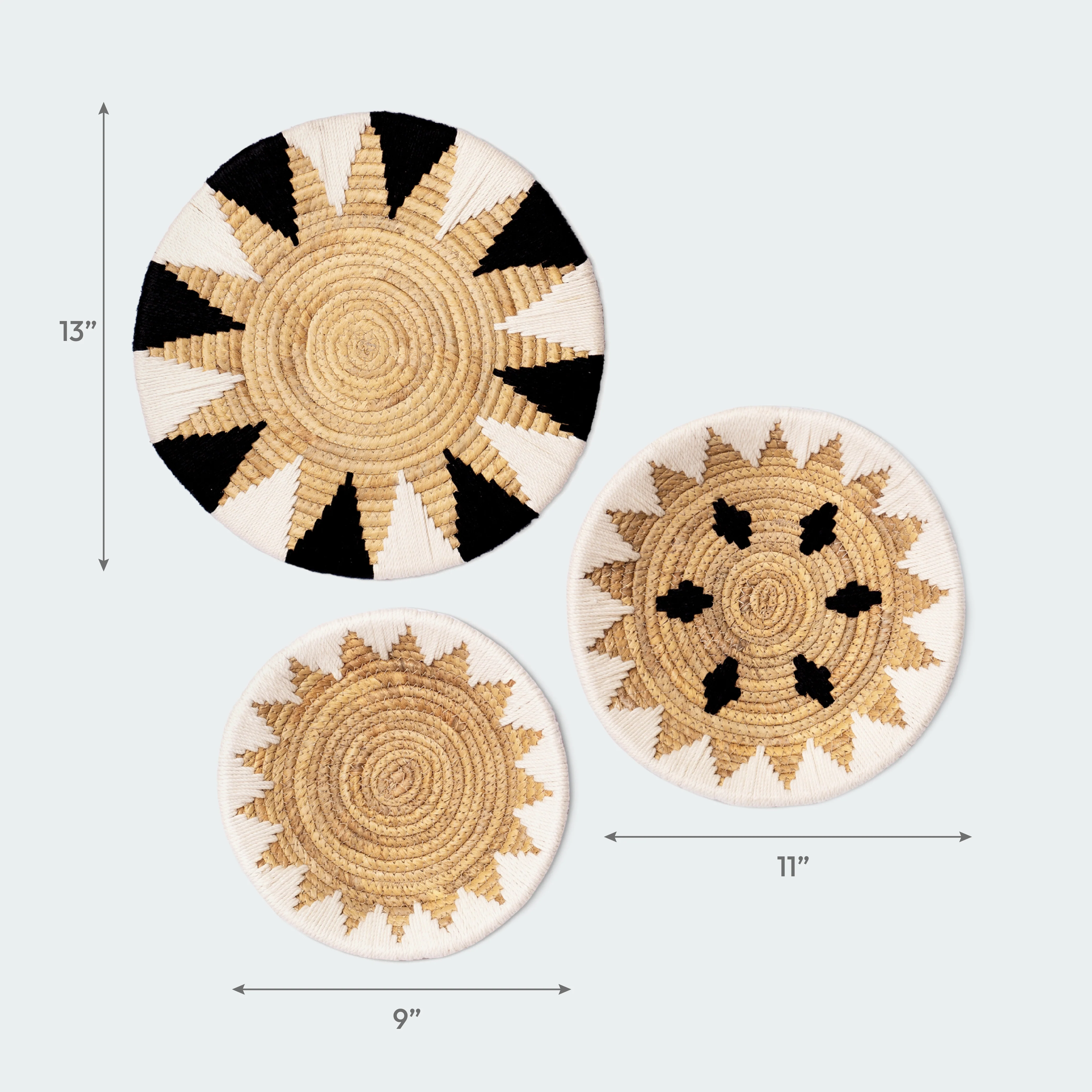 Bold Geometric Seagrass Wall Basket Decor Set - Image 3