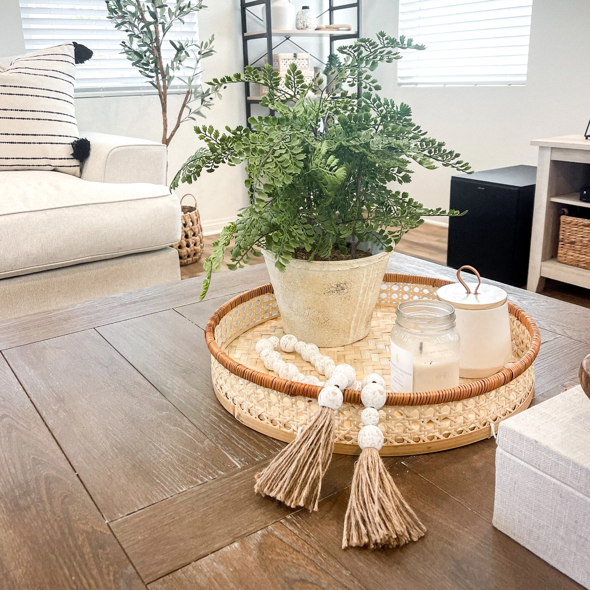 Round Wicker Serving Tray Set Of 3 - Image 4