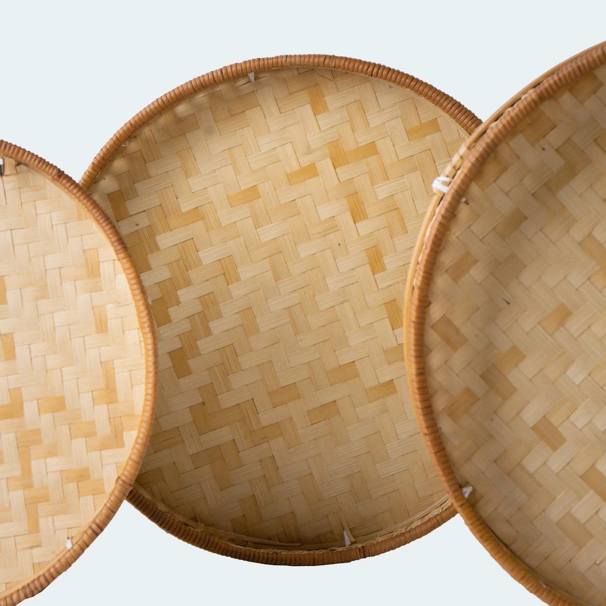 Round Wicker Serving Tray Set Of 3 - Image 8