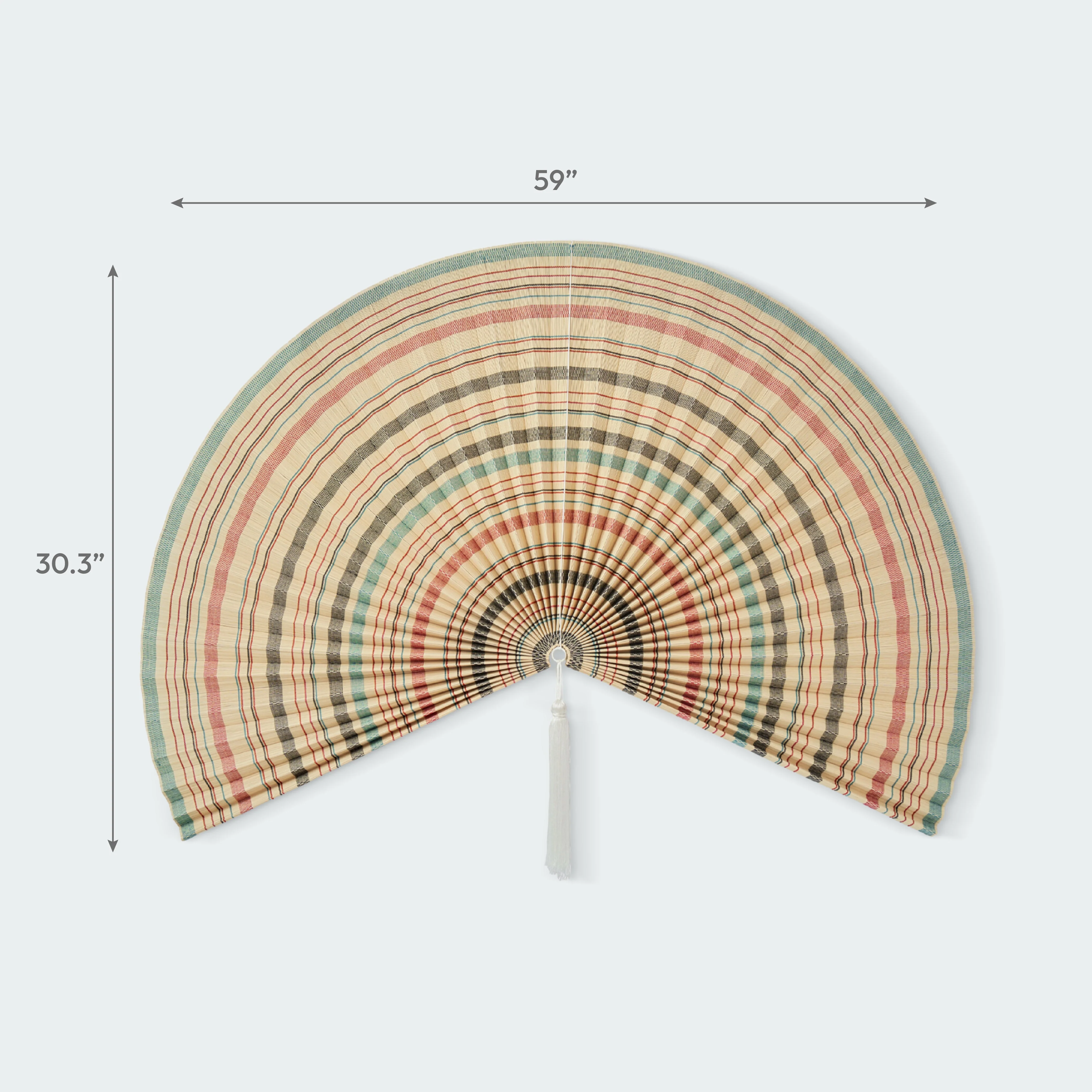 Vintage Stripe Bamboo Folding Fan Wall Decor - Image 5