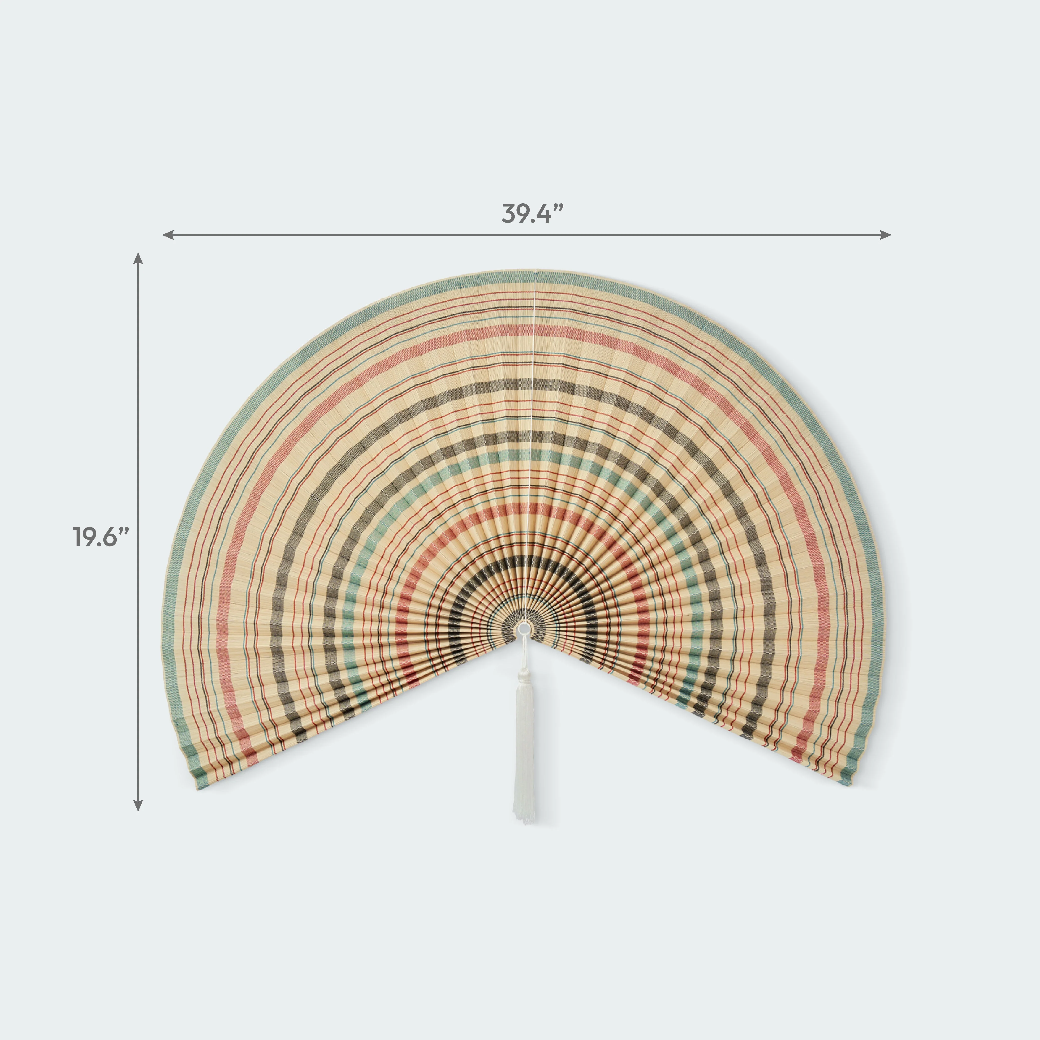 Vintage Stripe Bamboo Folding Fan Wall Decor - Image 6