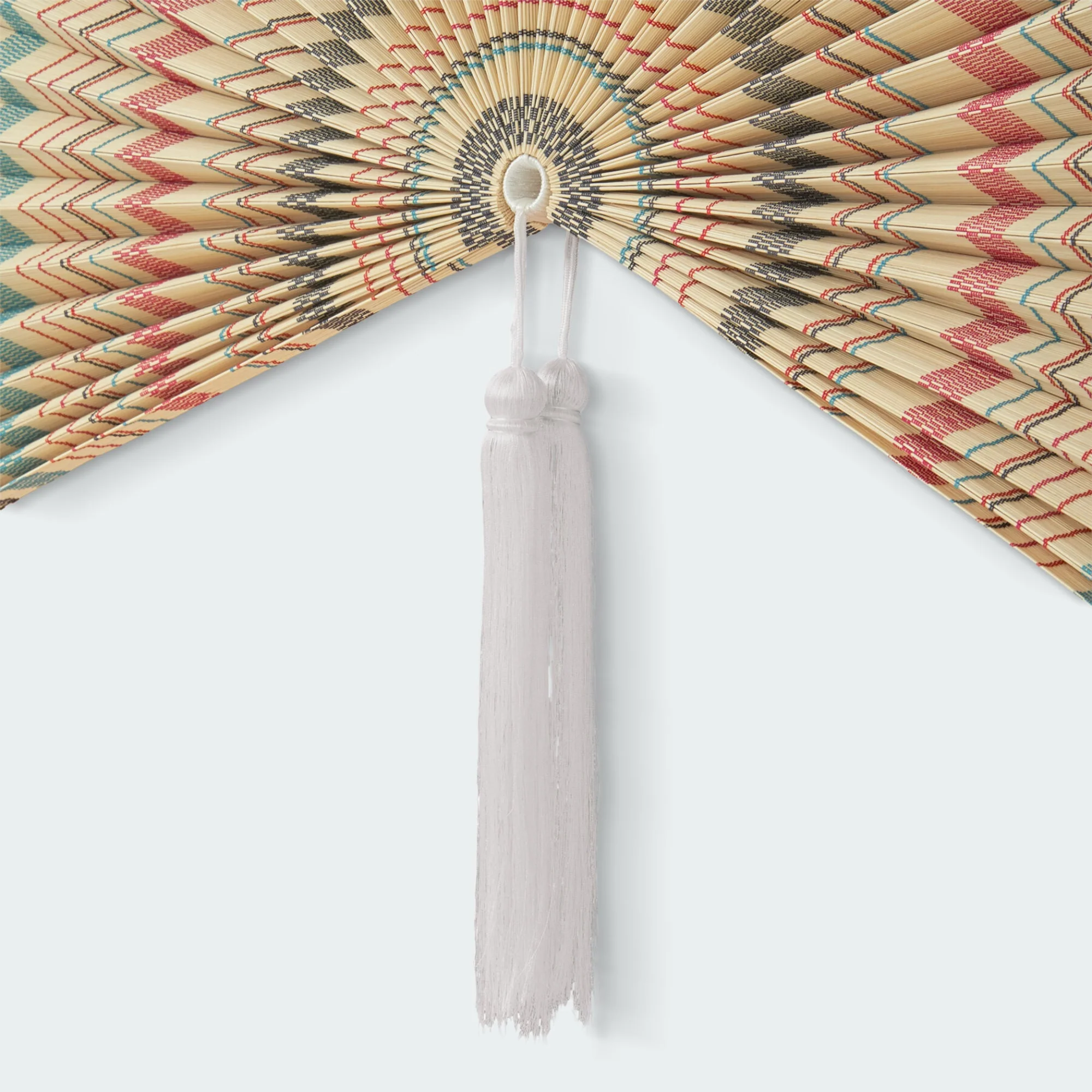 Vintage Stripe Bamboo Folding Fan Wall Decor - Image 8