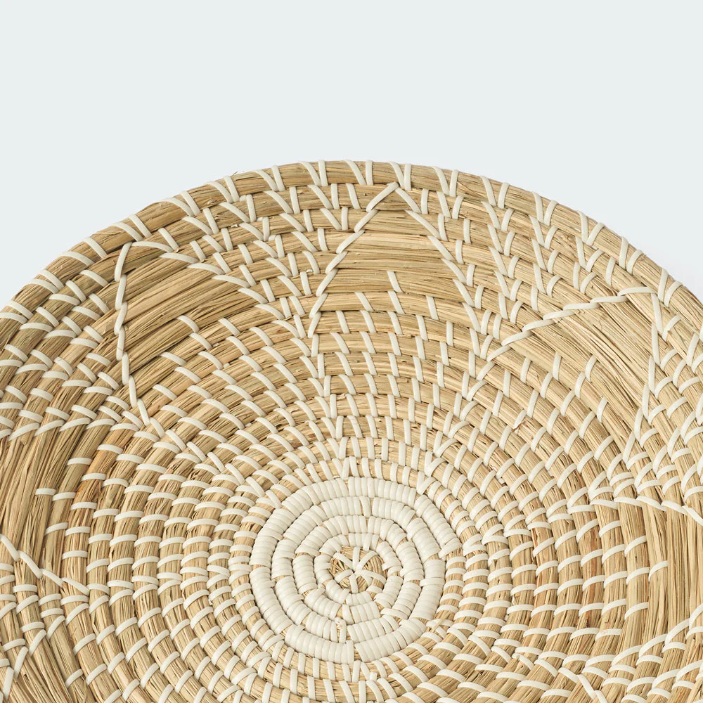 Floral Round Woven Seagrass Wall Baskets Decor Set of 3 - Image 10