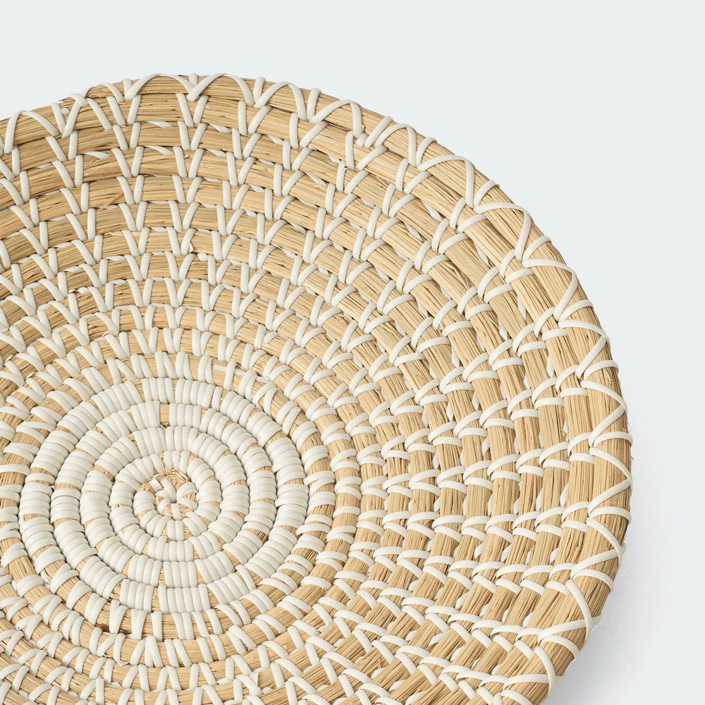 Floral Round Woven Seagrass Wall Baskets Decor Set of 3 - Image 9