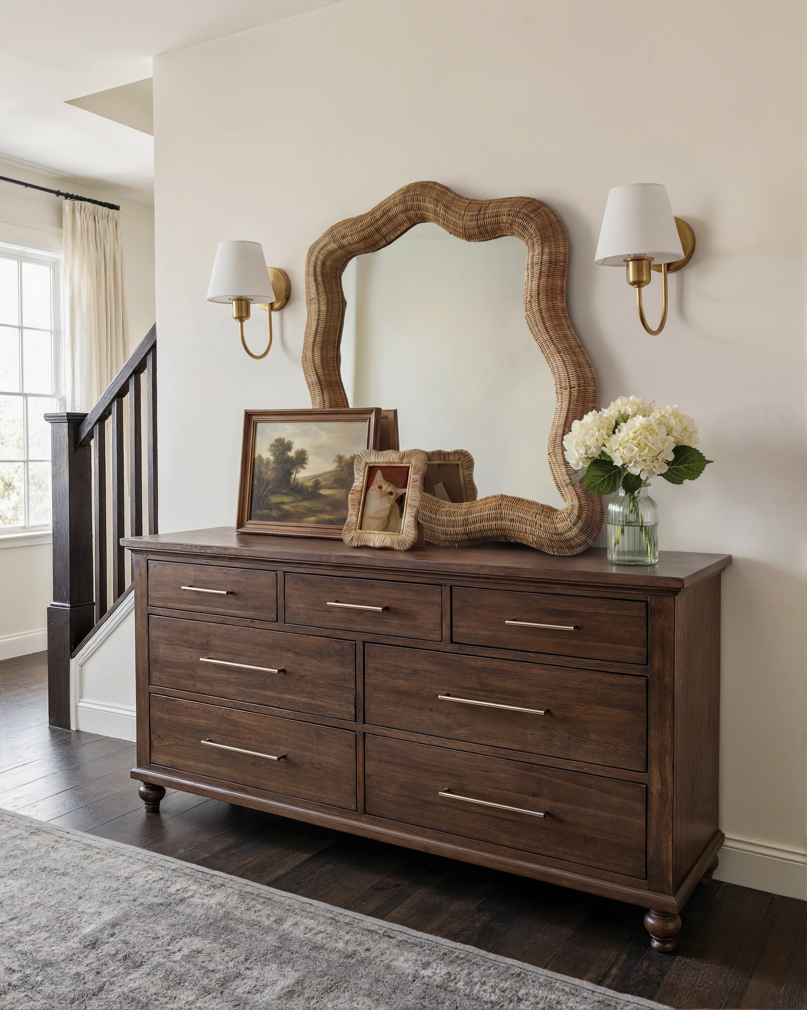 Flowing-Wave Rattan Wall Mirror - Image 3