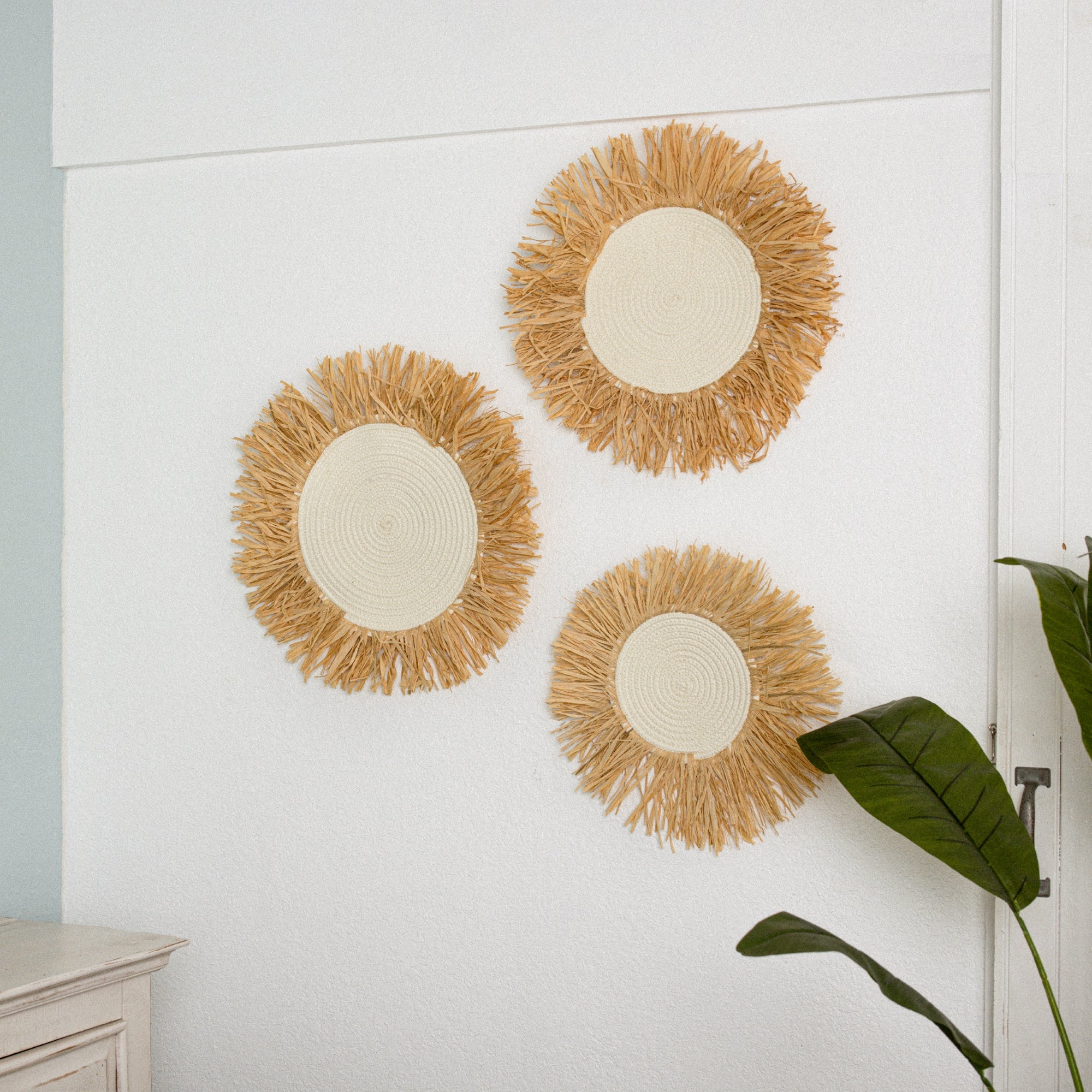 Fringe Raffia Wall Basket Decor Set of 3 - Image 6