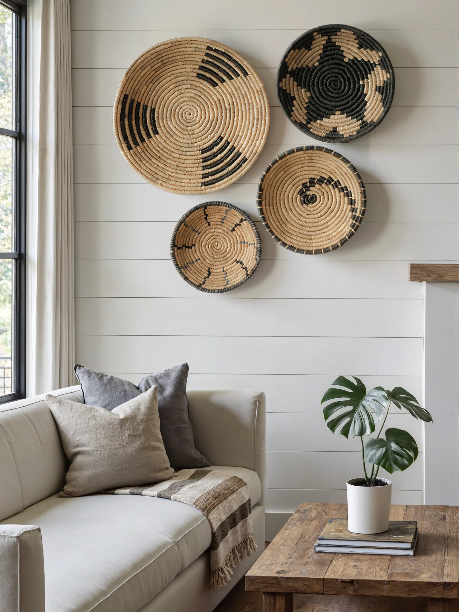 Intricate Natural Woven Wall Art- Set of 4 - Image 3
