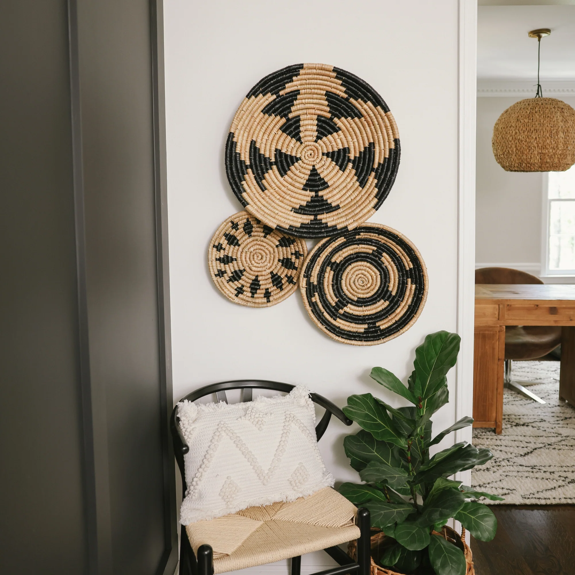 Intricate Natural Woven Wall Art- Set of 4 - Image 8