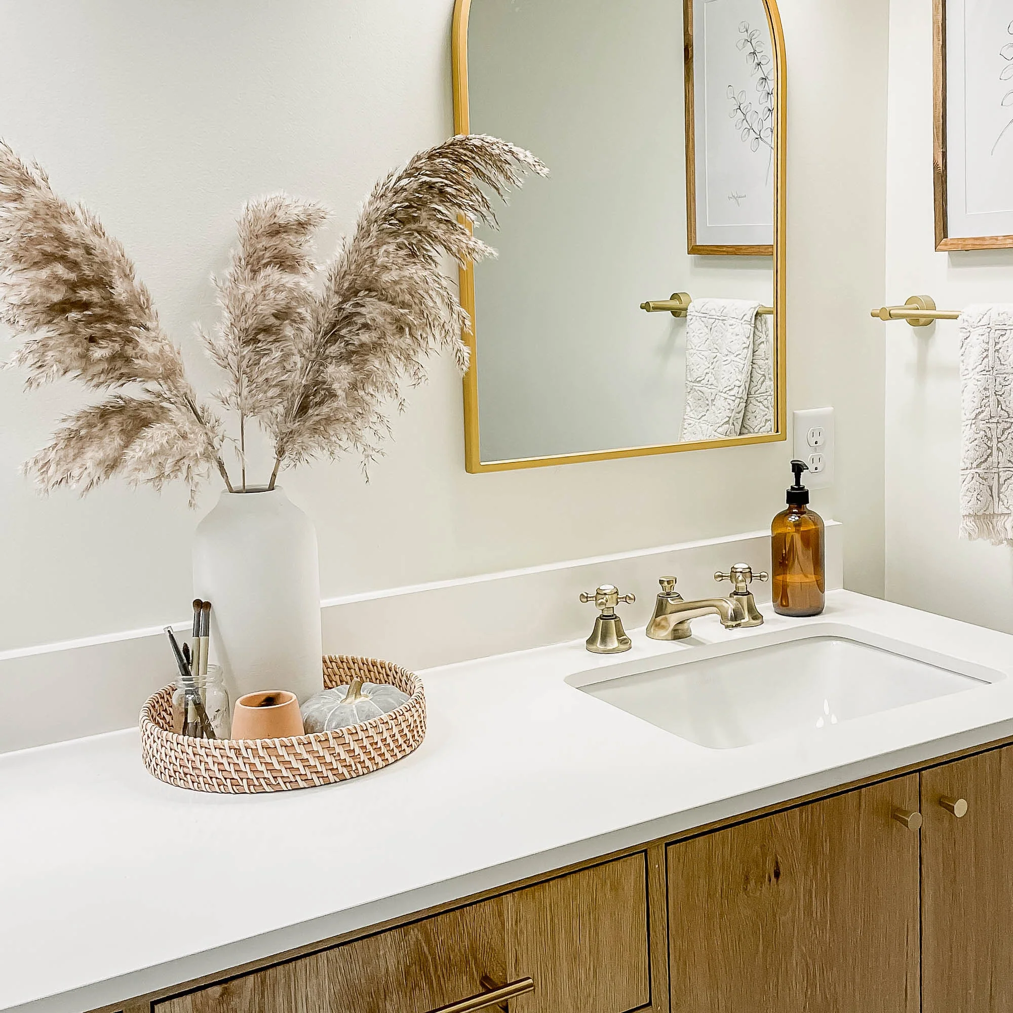 Mother of Pearl Inlay Rattan Wicker Tray Set of 2 - Image 3