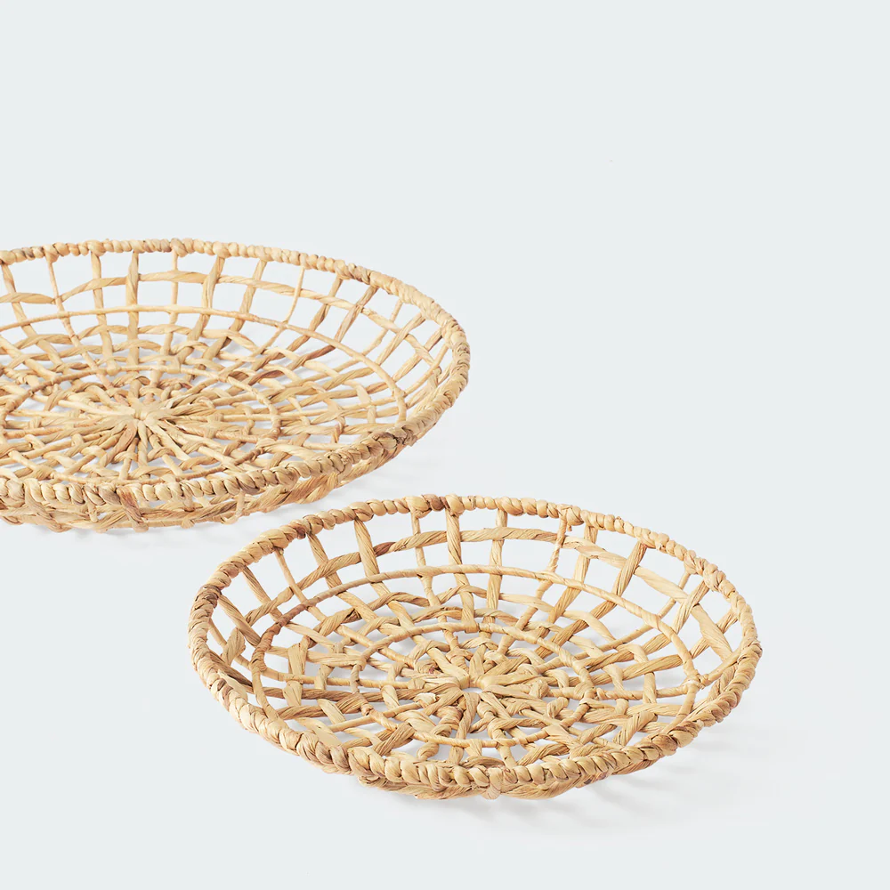 Set of 3 Large Open Weave Water Hyacinth Wall Decor - Image 4