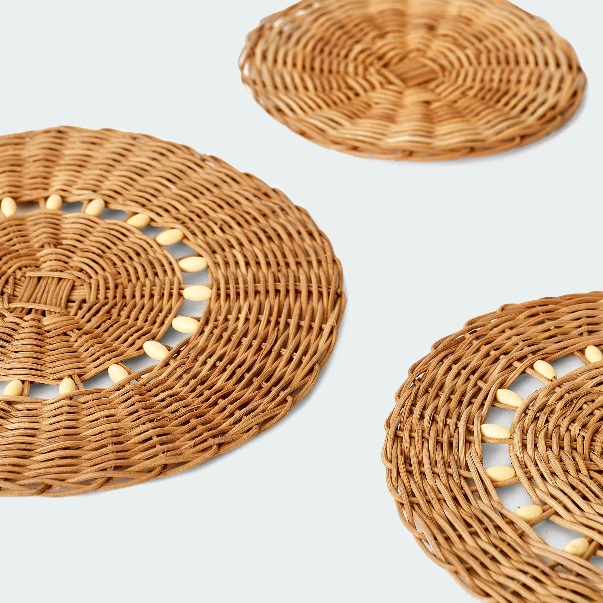 Orange Brown Rattan Wall Basket Set Of 5 - Image 4