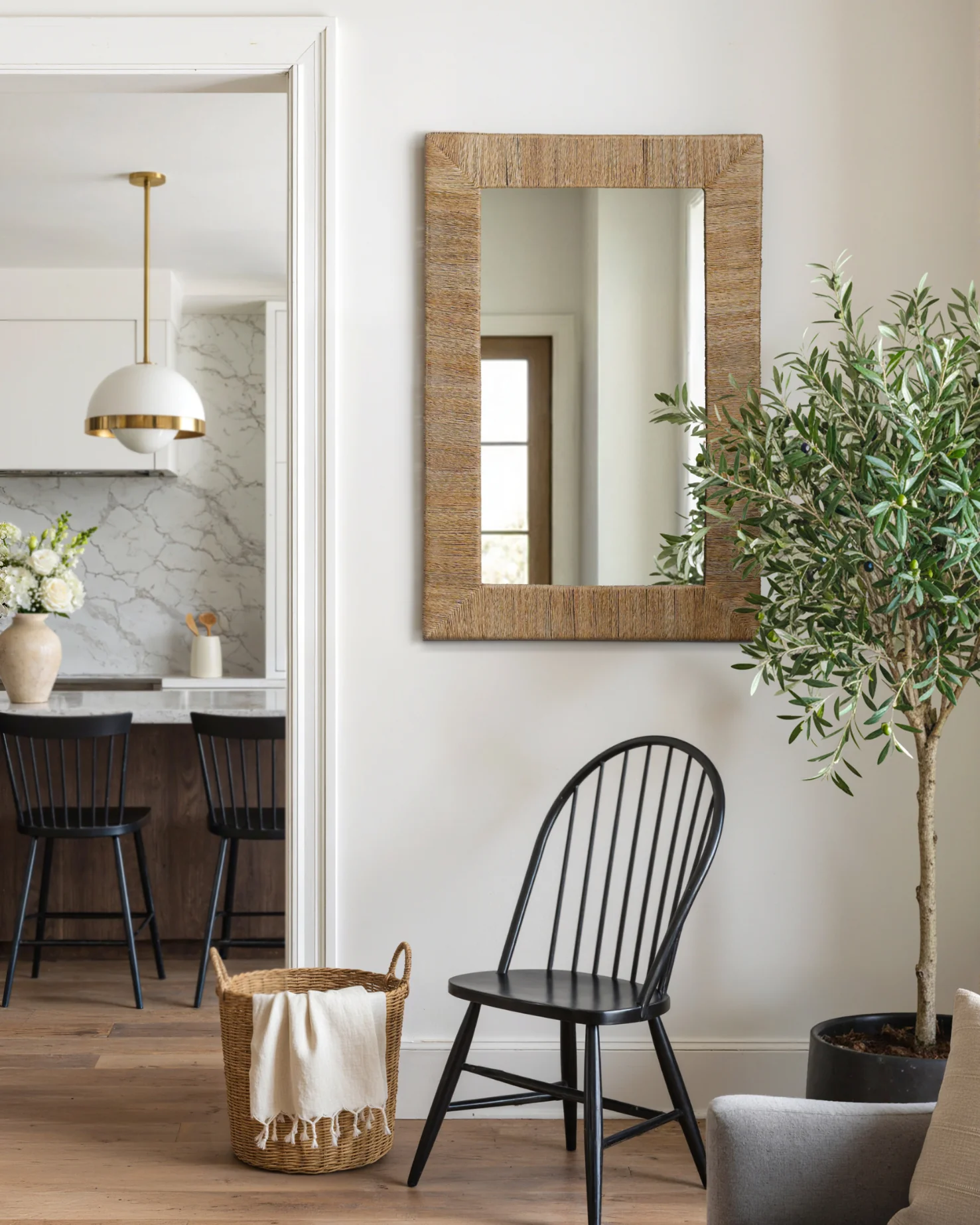 Natural Wrapped Rectangle Mirror - Image 3