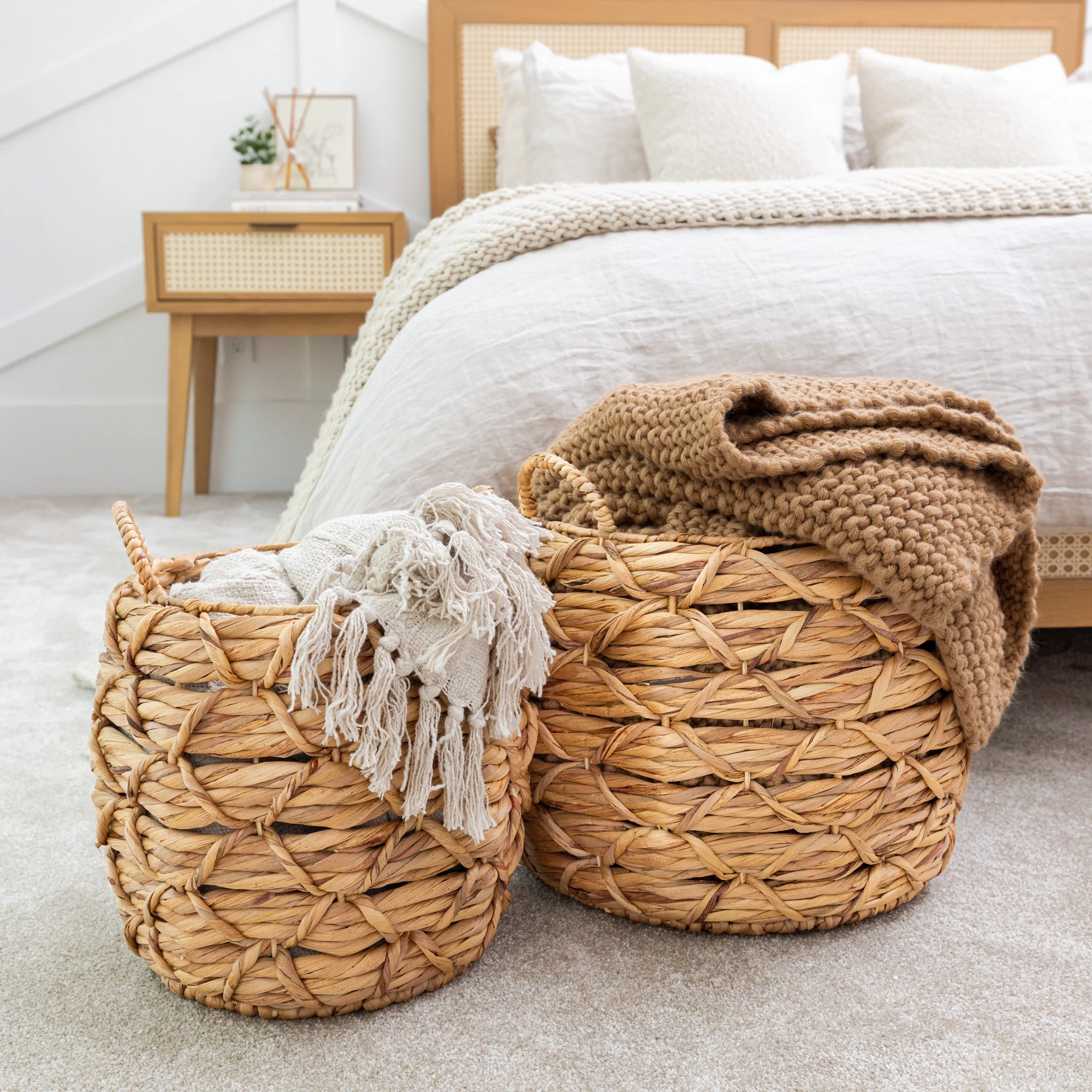 Water Hyacinth Baskets with Braided Detail, Set of 3 - Image 10