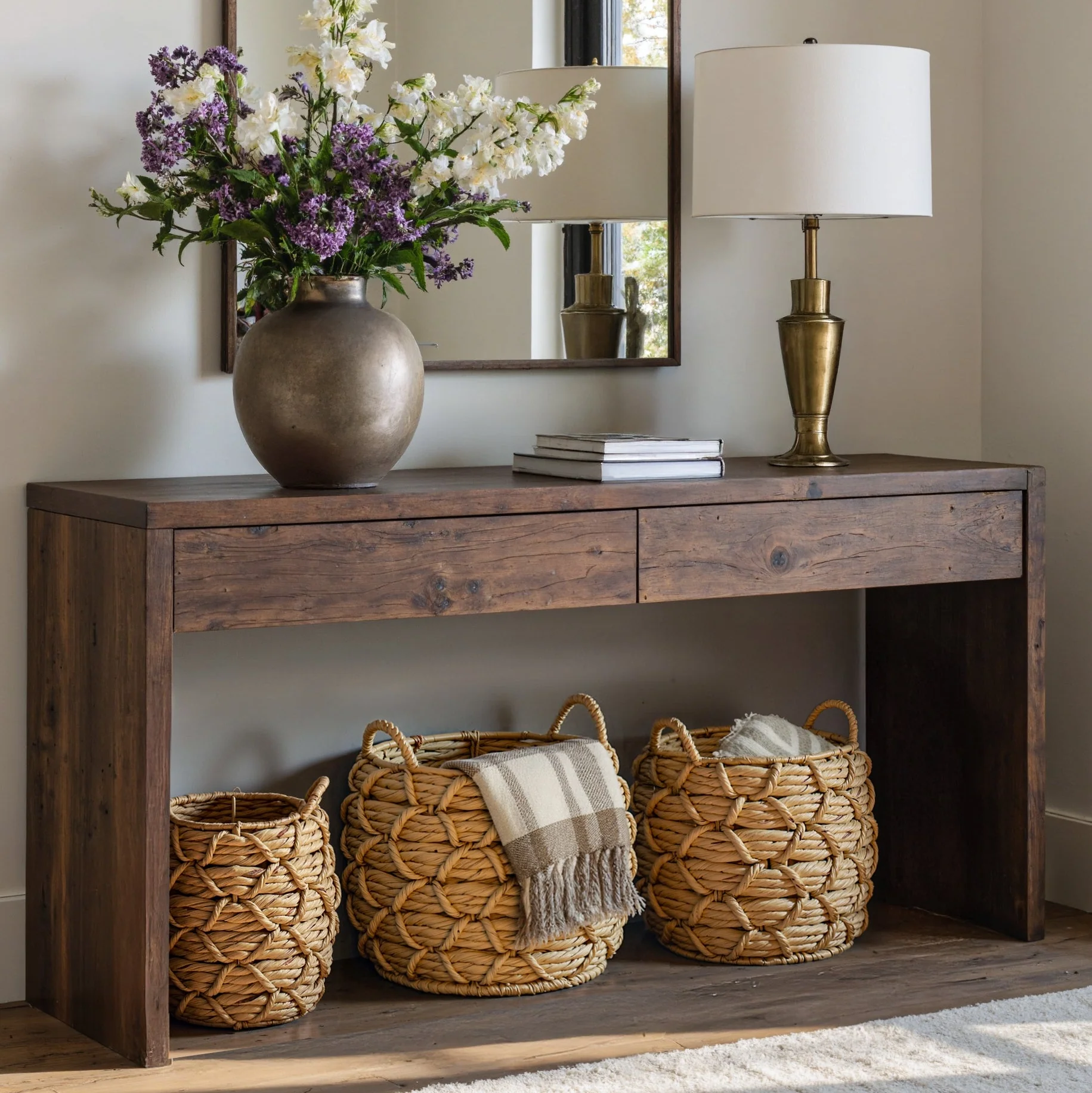 Water Hyacinth Baskets with Braided Detail, Set of 3 - Image 3