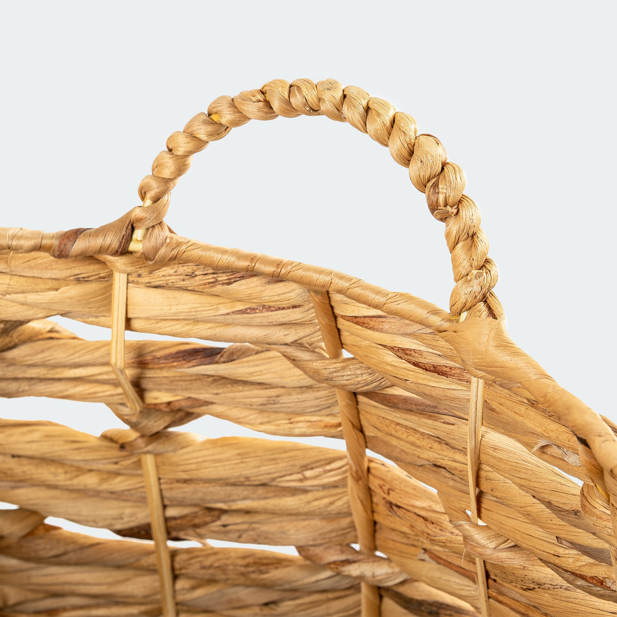Water Hyacinth Baskets with Braided Detail, Set of 3 - Image 6