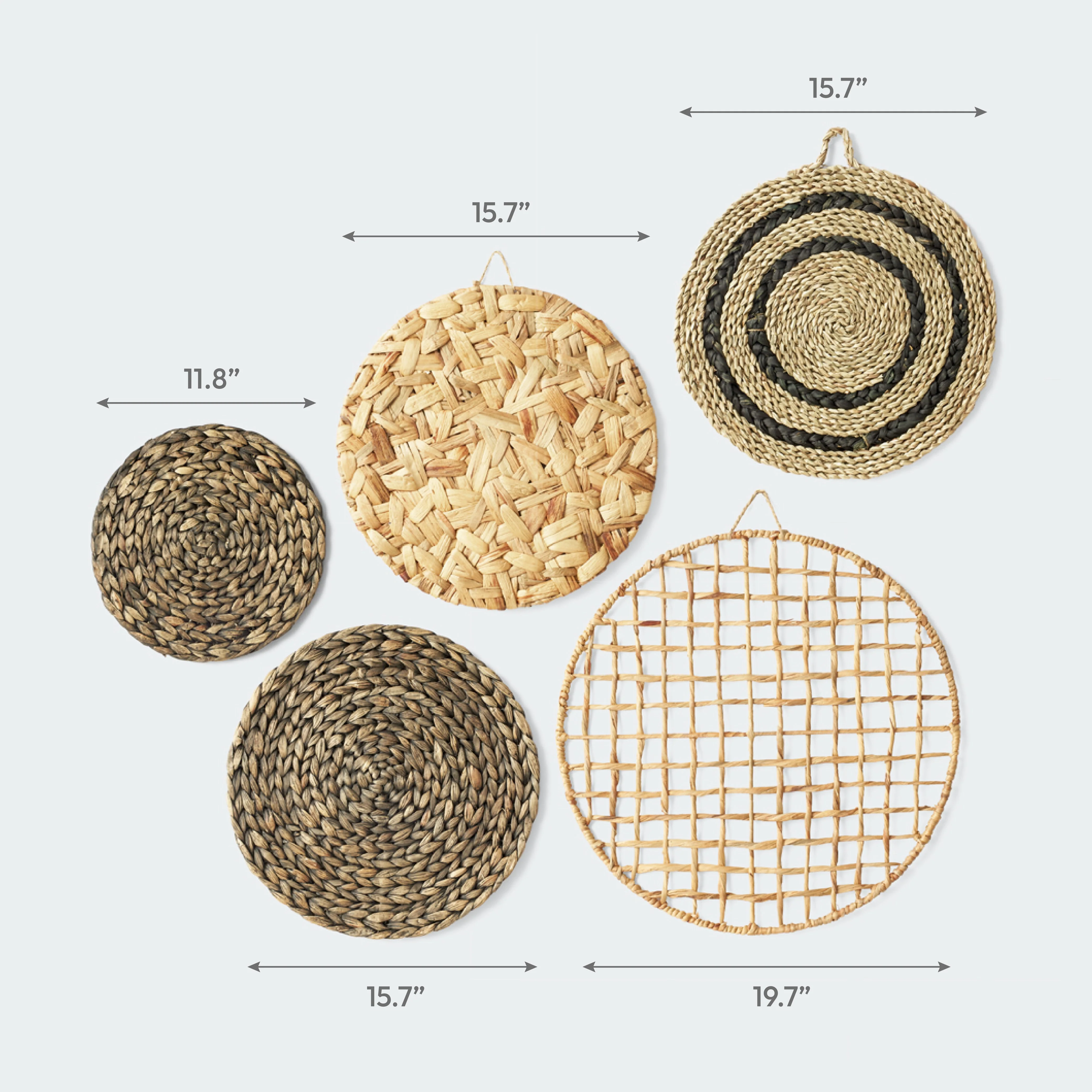 Seagrass and Water Hyacinth Wall Basket Decor Set - Image 4