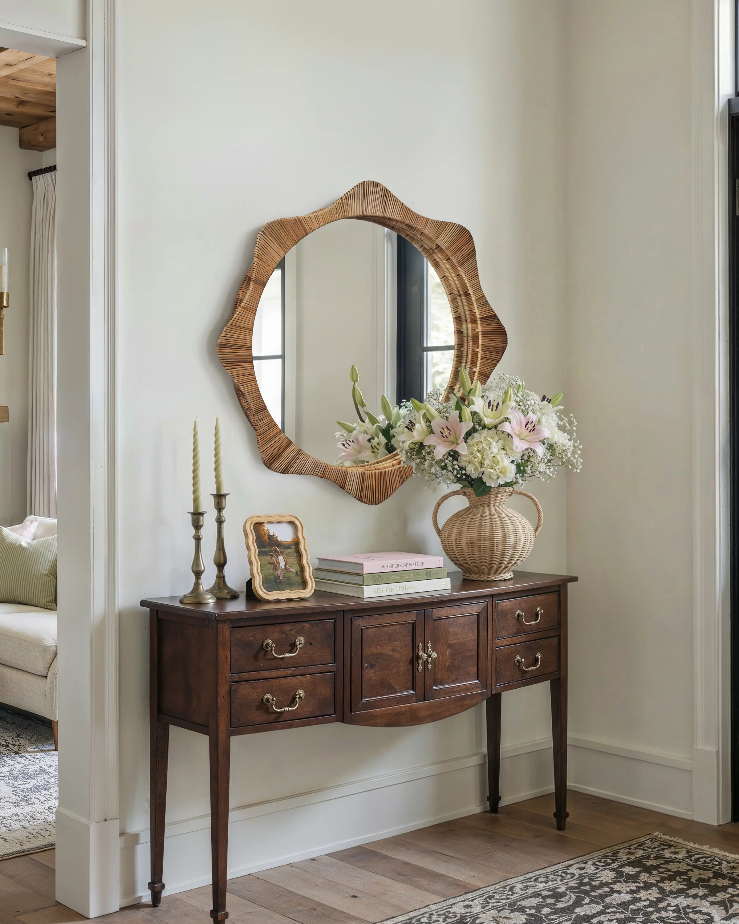 Star-Point Pencil Reed Round Mirror - Image 3