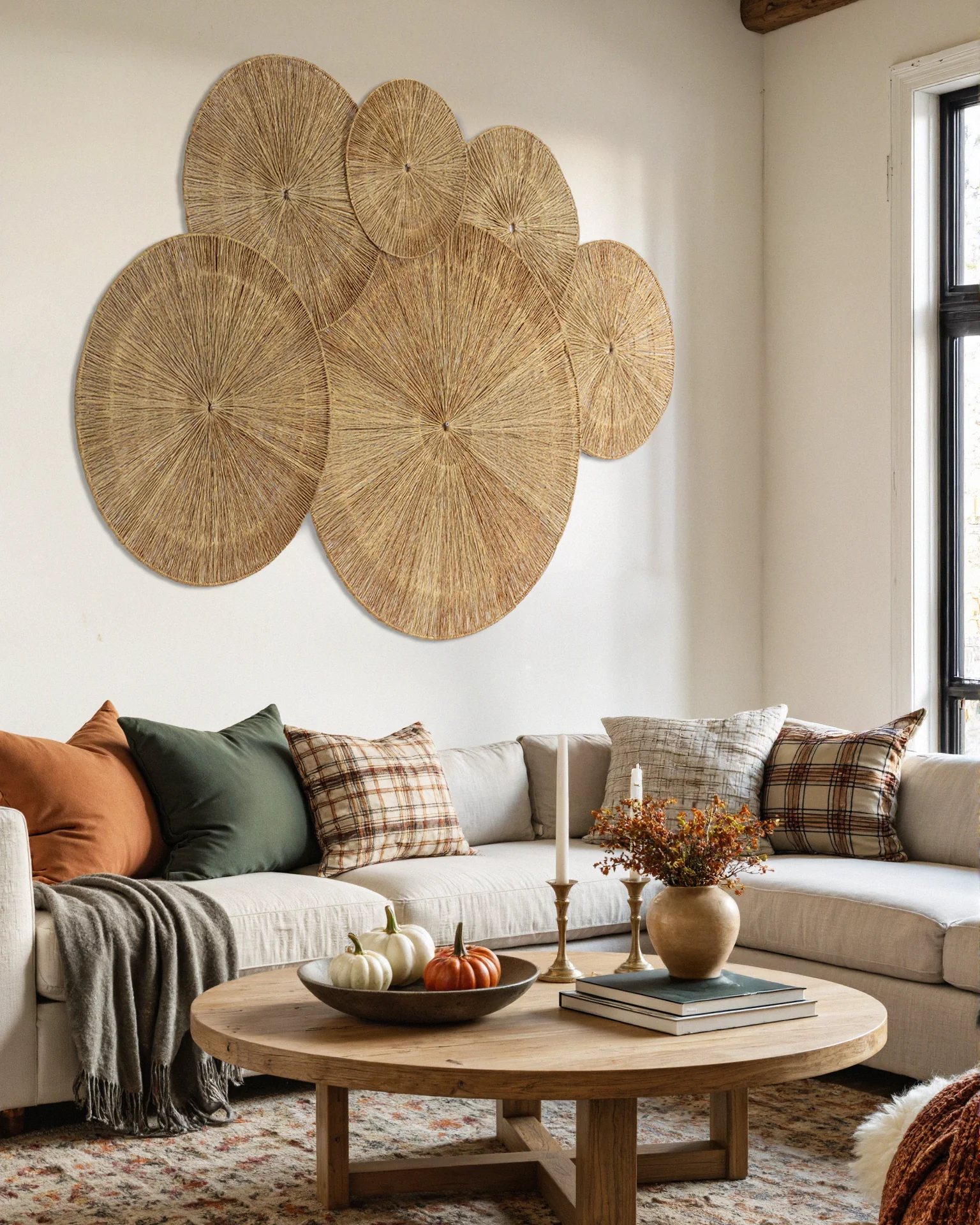 Oversized Woven Wall Art Set of 3 - Natural Jute Circles (31" Largest) - Image 14