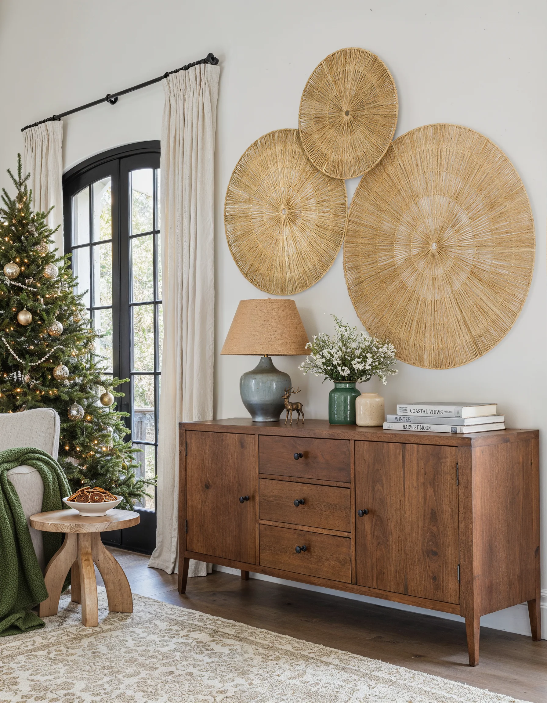 Oversized Woven Wall Art Set of 3 - Natural Jute Circles (31" Largest) - Image 3