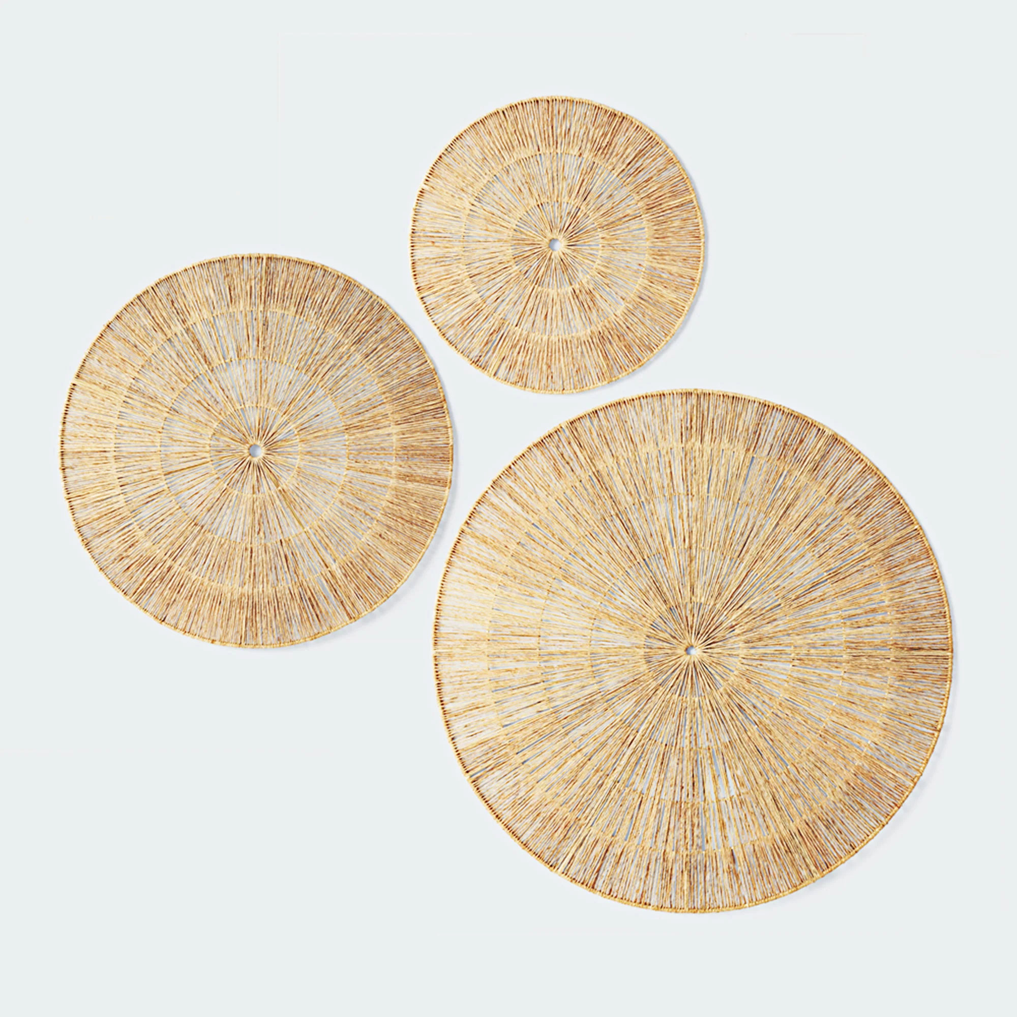 Oversized Woven Wall Art Set of 3 - Natural Jute Circles (31" Largest) - Image 6