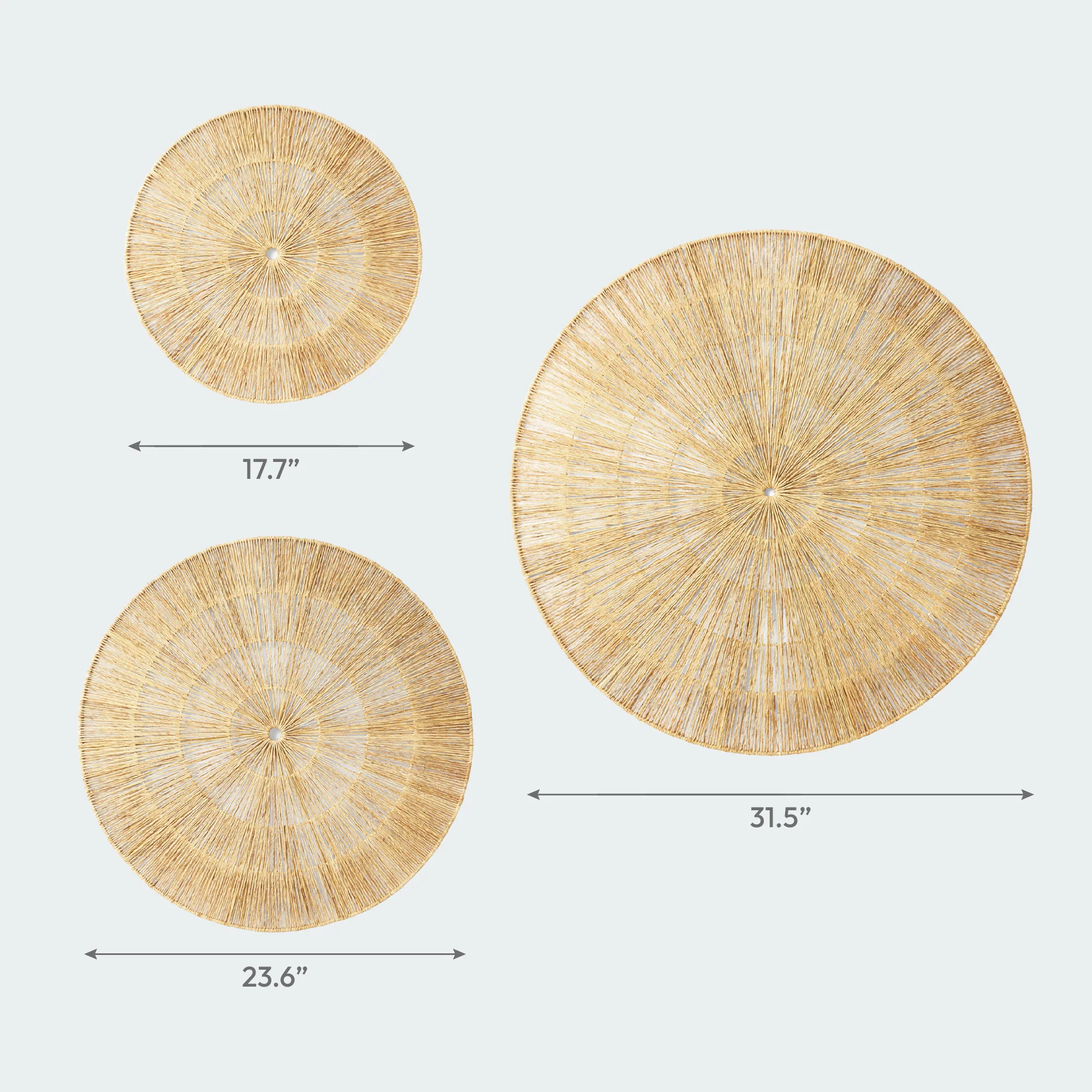 Oversized Woven Wall Art Set of 3 - Natural Jute Circles (31" Largest) - Image 7