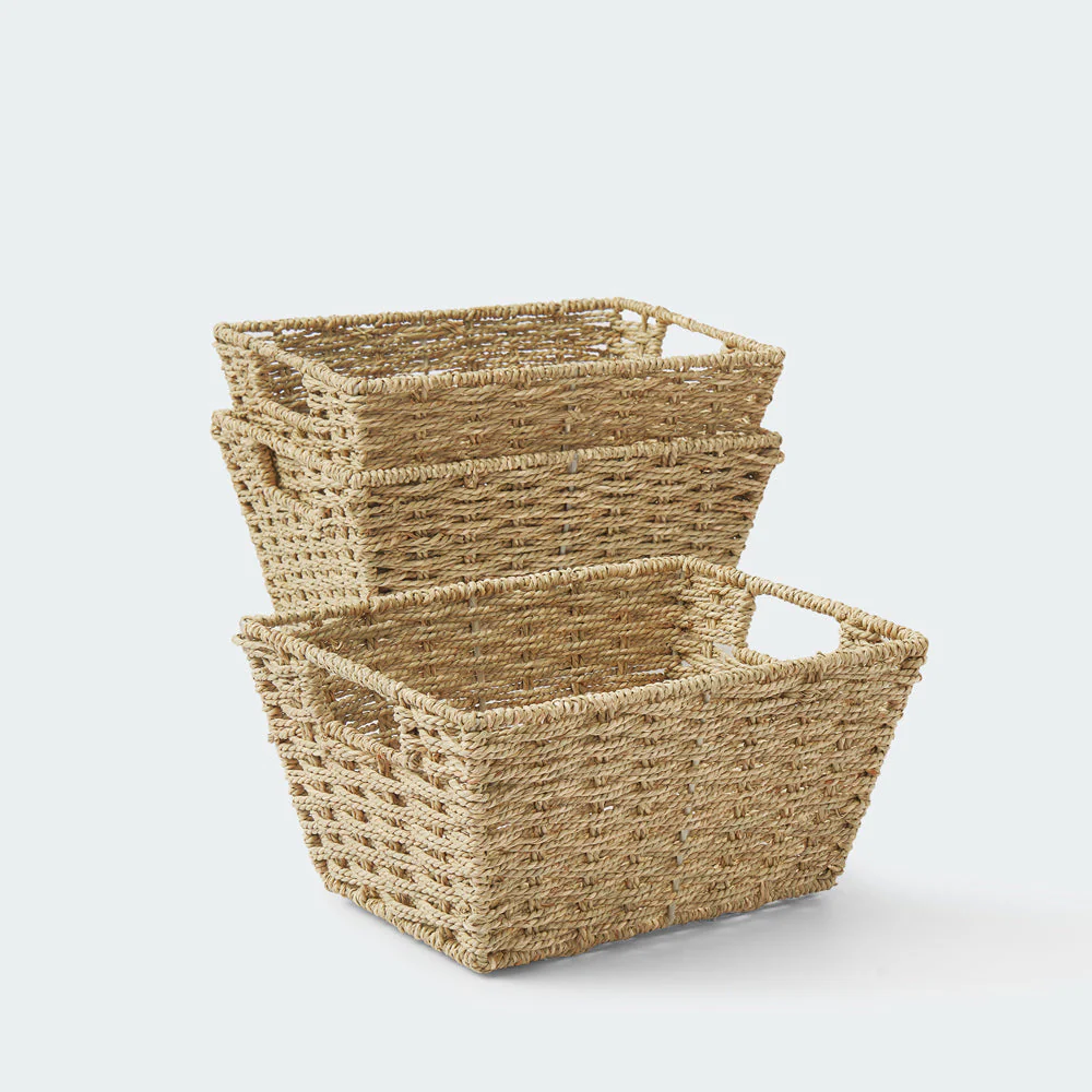 Twisted Rectangular Seagrass Wicker Basket - Image 12