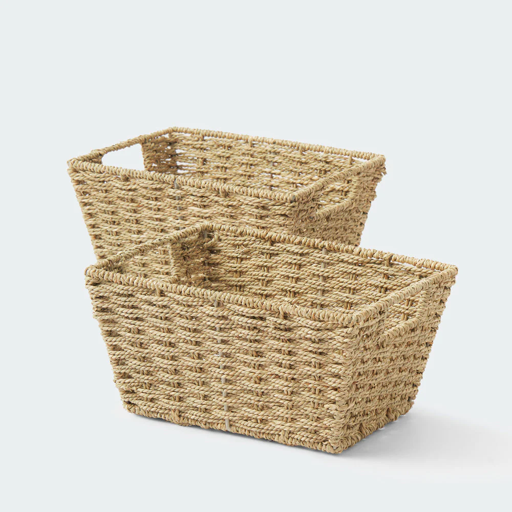 Twisted Rectangular Seagrass Wicker Basket - Image 13