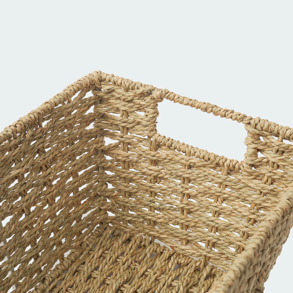 Twisted Rectangular Seagrass Wicker Basket - Image 5