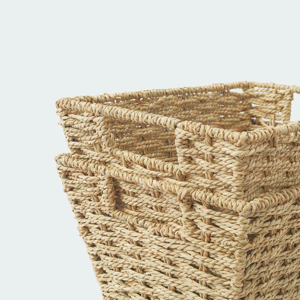 Twisted Rectangular Seagrass Wicker Basket - Image 6
