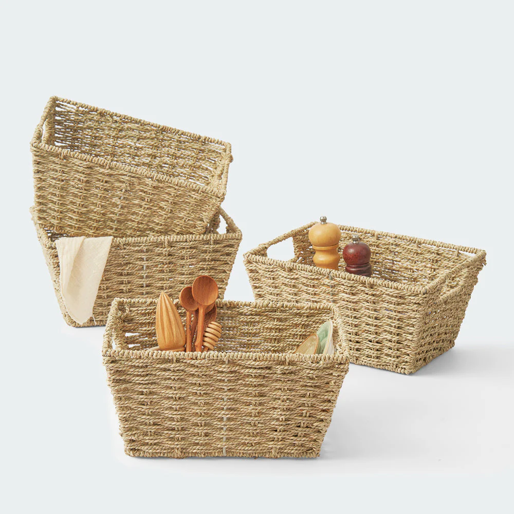Twisted Rectangular Seagrass Wicker Basket - Image 7