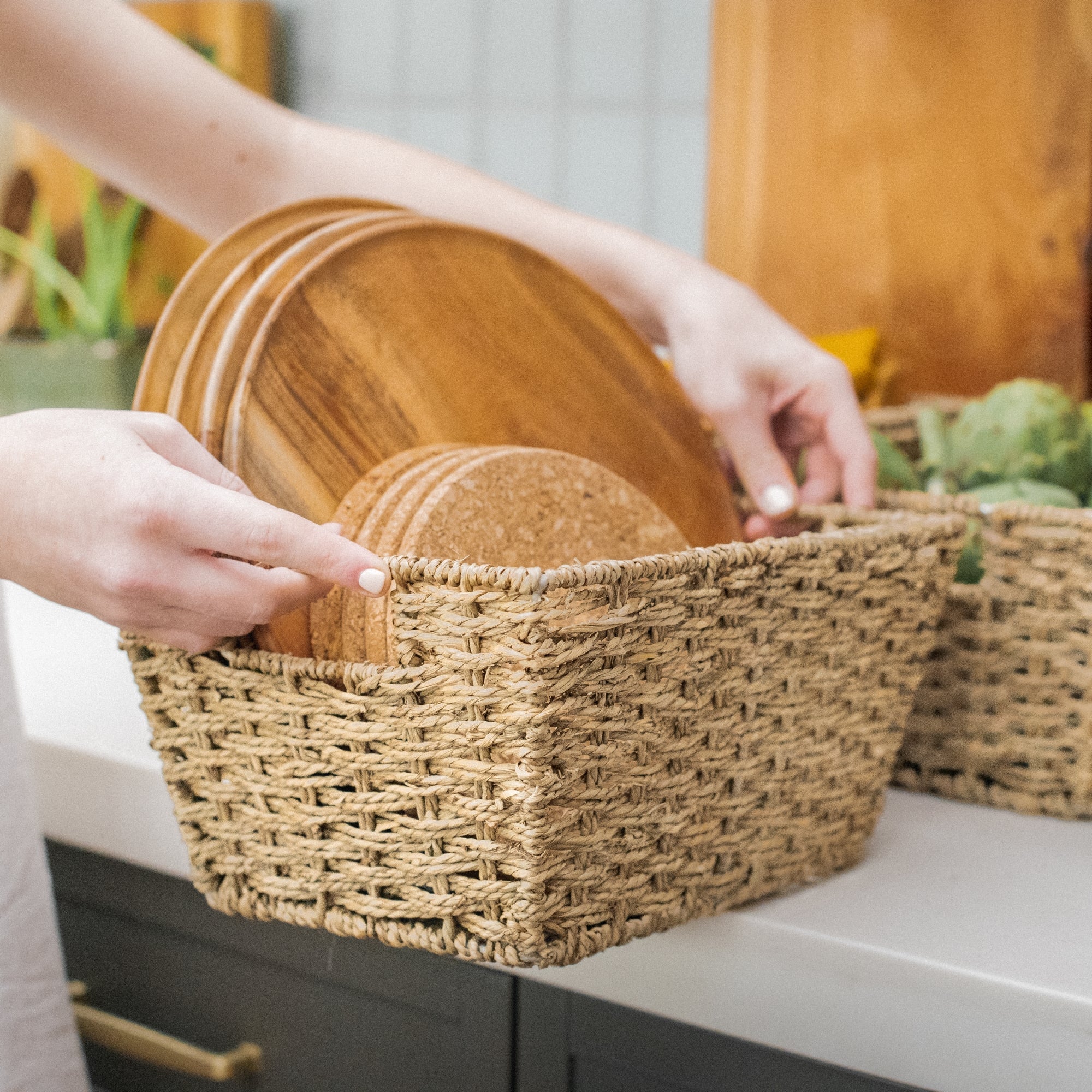 Twisted Rectangular Seagrass Wicker Basket - Image 8
