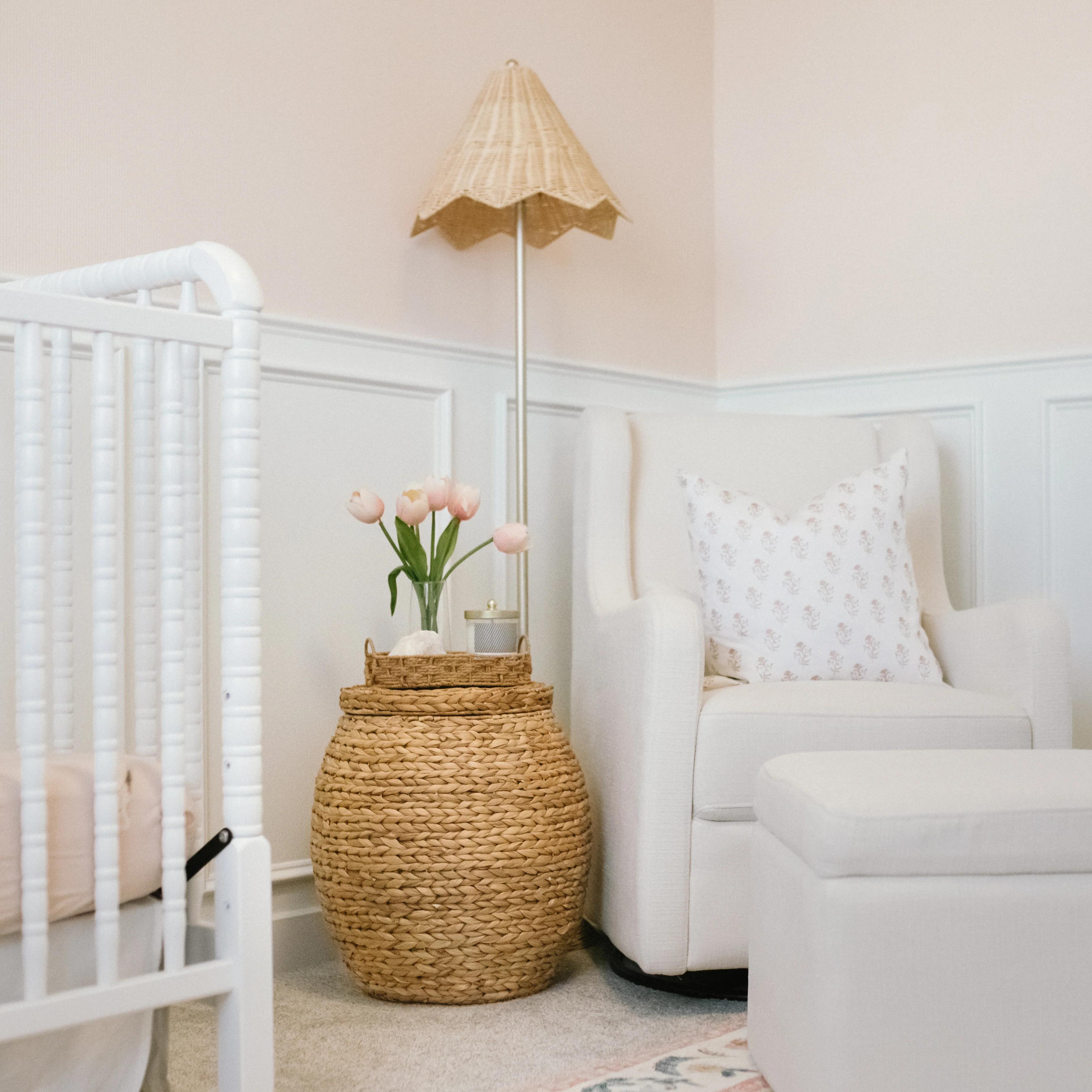 Large Woven Storage Basket with Lid, Stylish Ottoman - Image 8