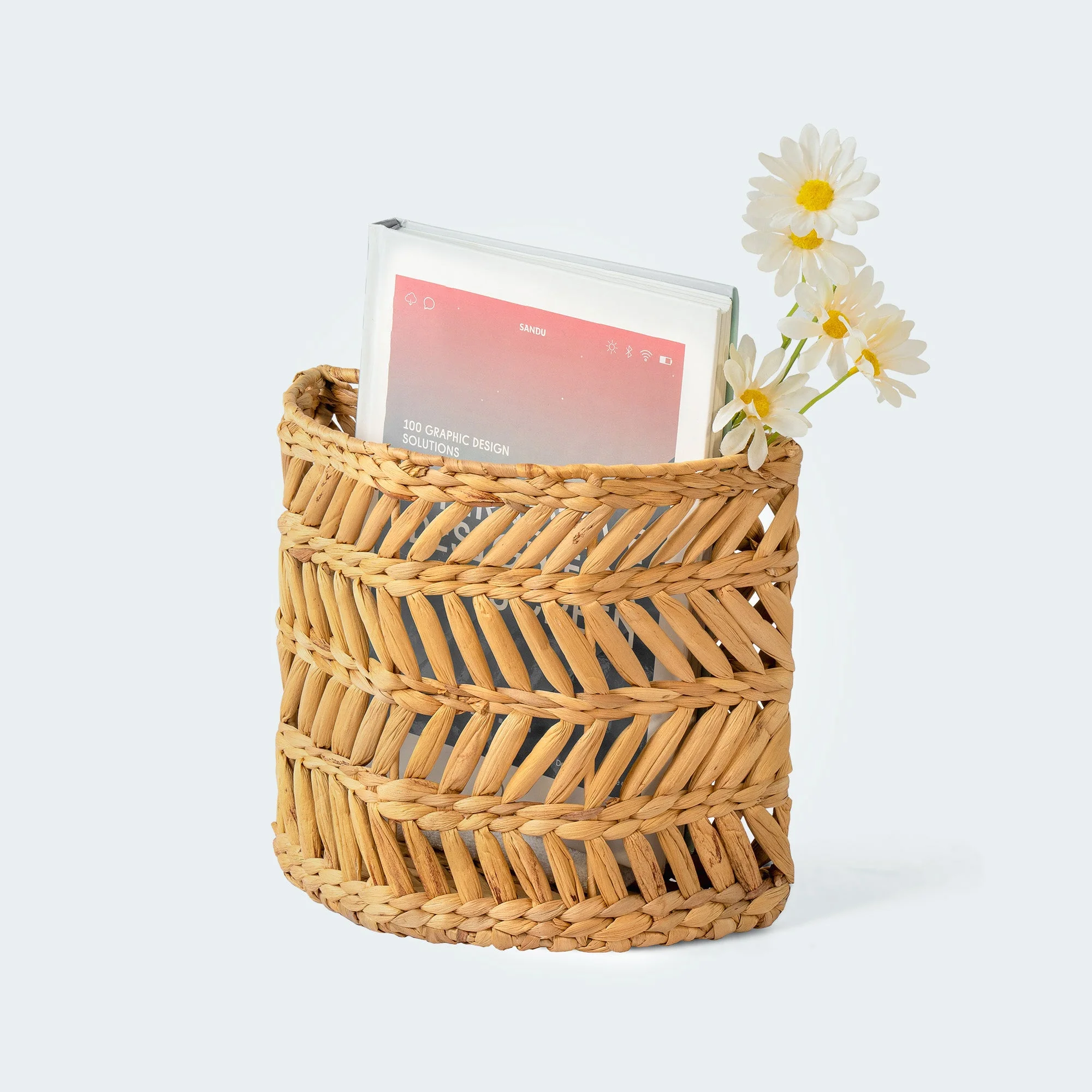 Water Hyacinth Wall Basket Decor With Handles - Image 8