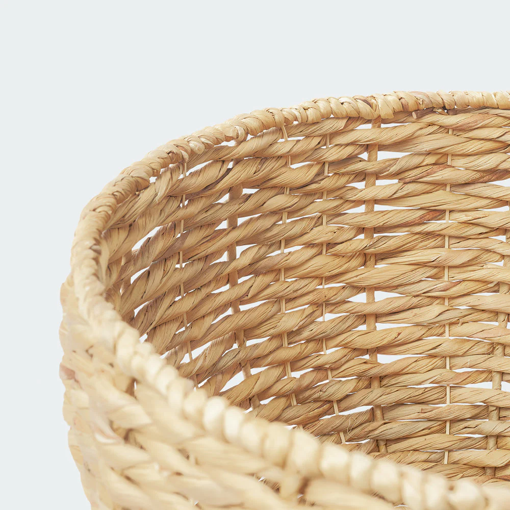 Large Round Water Hyacinth Baskets with Lids, Set of 3 - Image 6